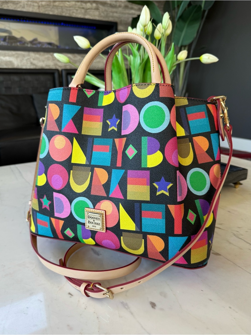 New Dooney & Bourke Art Deco Brenna Cotton/Leather Bag - Picture 15 of 16